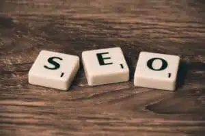 SEO letters on a table