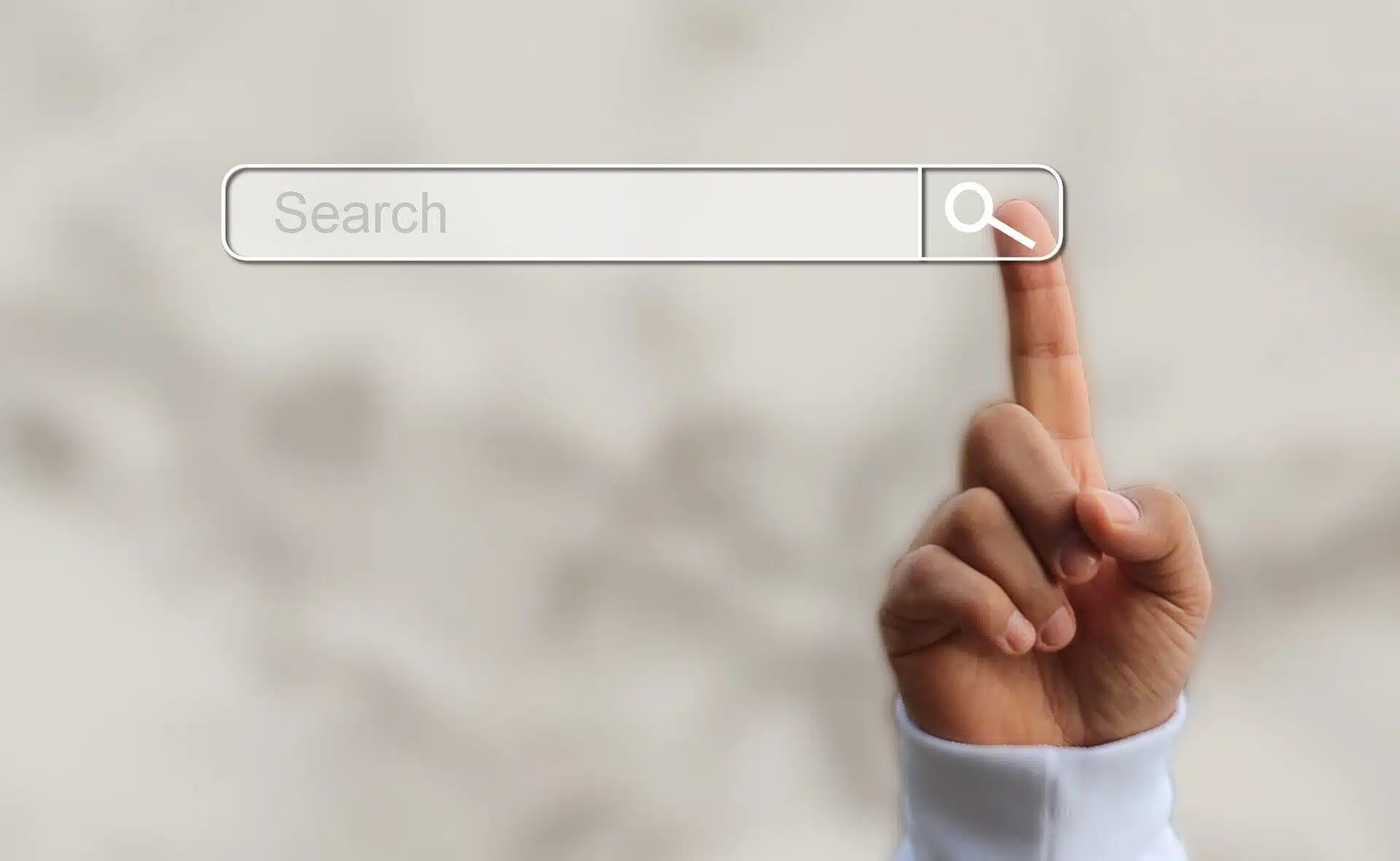 Finger pointing out the search bar for SEO checklist