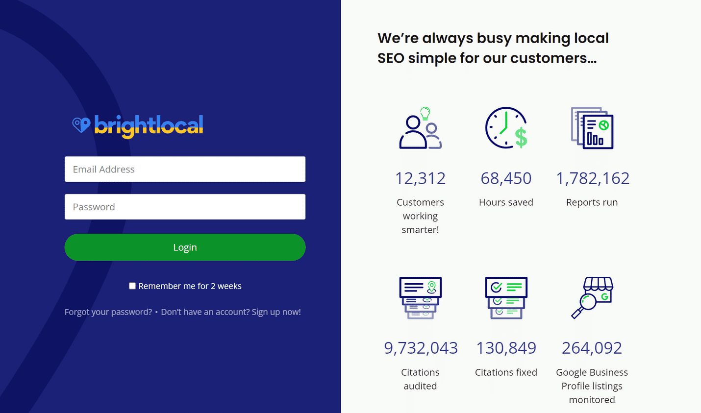 image of Bright Local official login Page