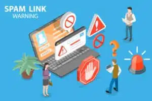3D Isometric Flat Vector Conceptual Illustration of Spam Link Warning,