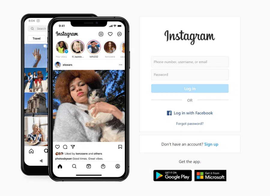 Instagram website's homepage concept 