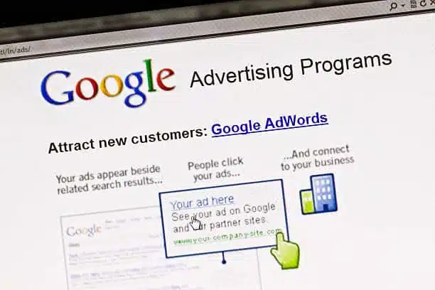 Close up of Google's Advertising Program's website on a computer screen