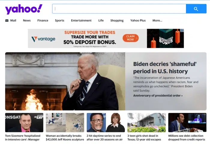 Yahoo local website homepage.
