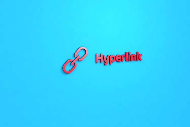 Hyperlink concept in a blue background.