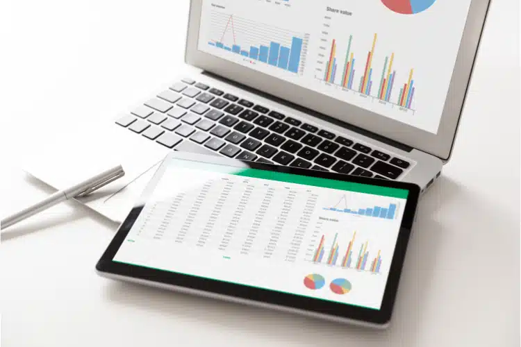 Analytics whatsapp ad performance in a laptop and tablet screen.