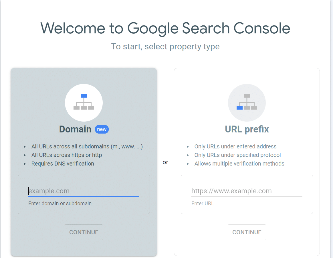 Google Search Console Homepage.