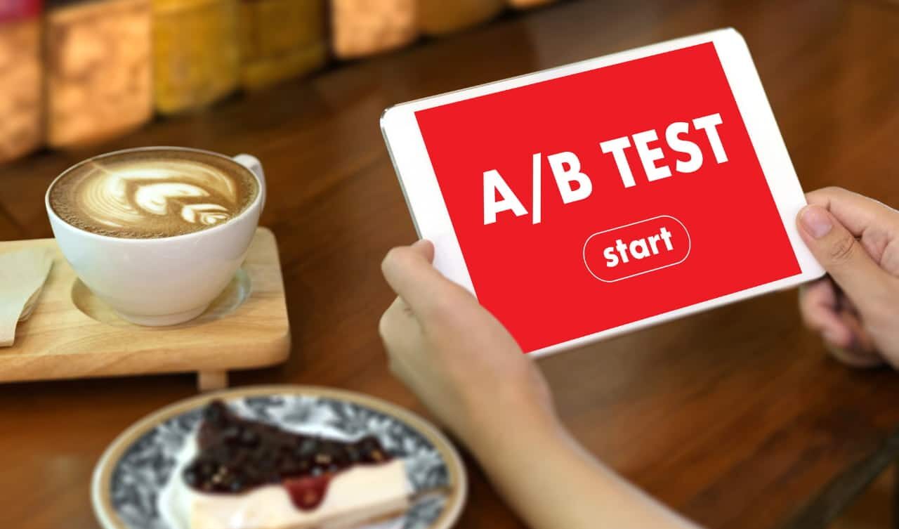 A/B testing in email marketing concept in a tablet.