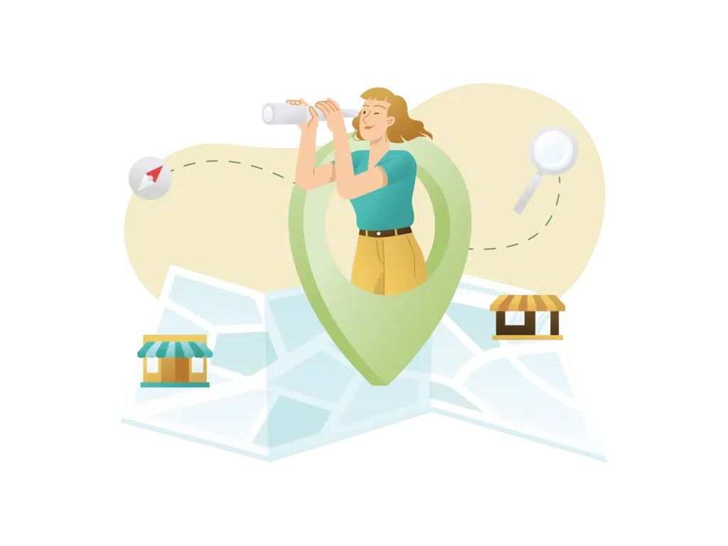 customer looking for location of a business illustration