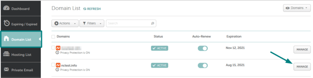 Go daddy domain screenshot