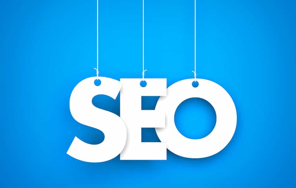 SEO term in a blue plain background