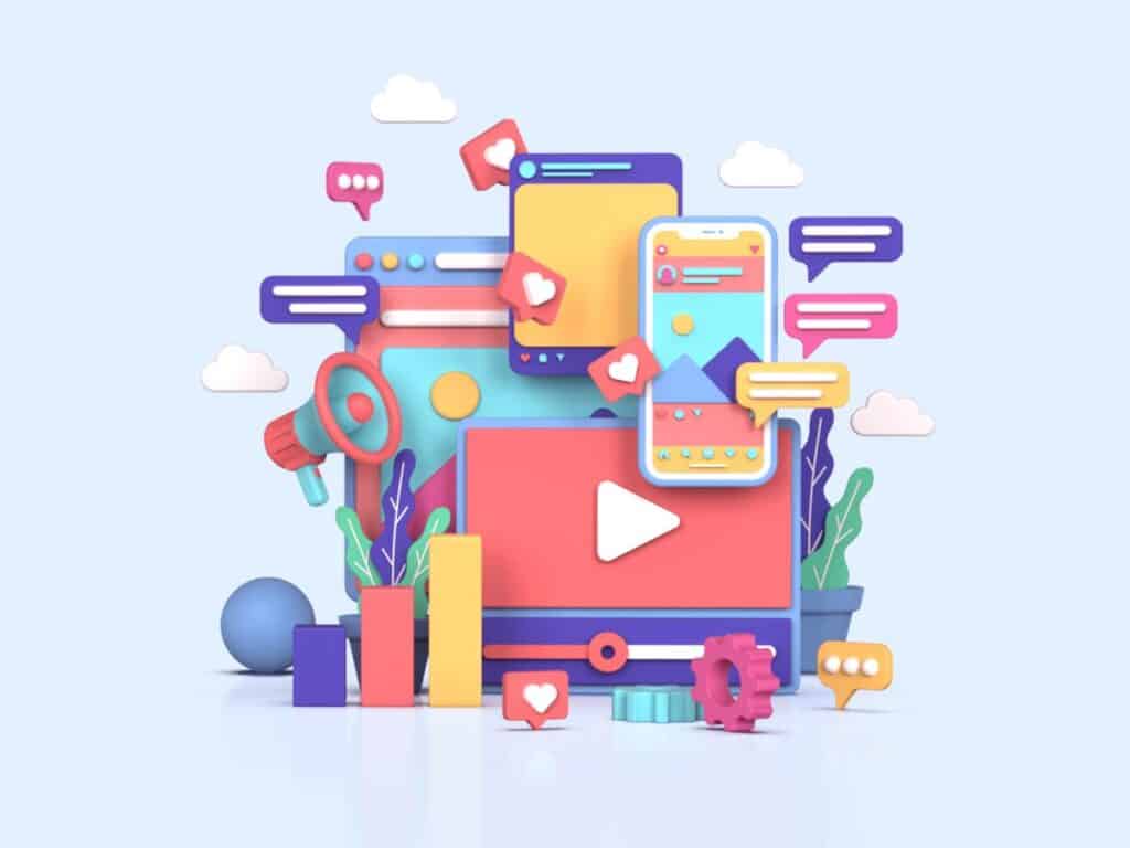 social media marketing 3D illustration