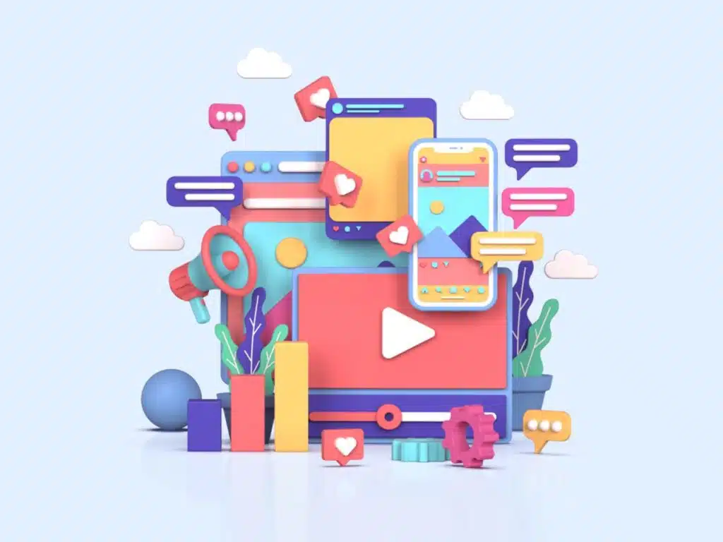 social media marketing 3D illustration