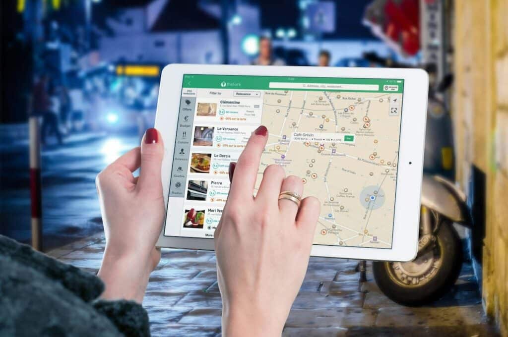 White Ipad showing geotagging in 2025
