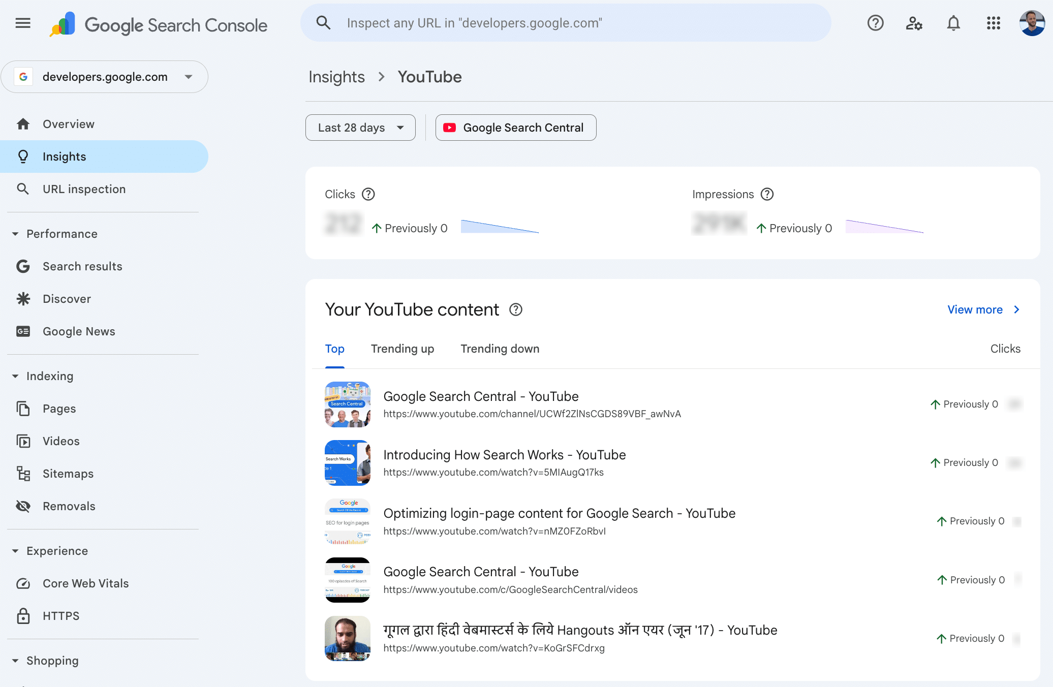 Preview of the Search Console Unified Site and Social View