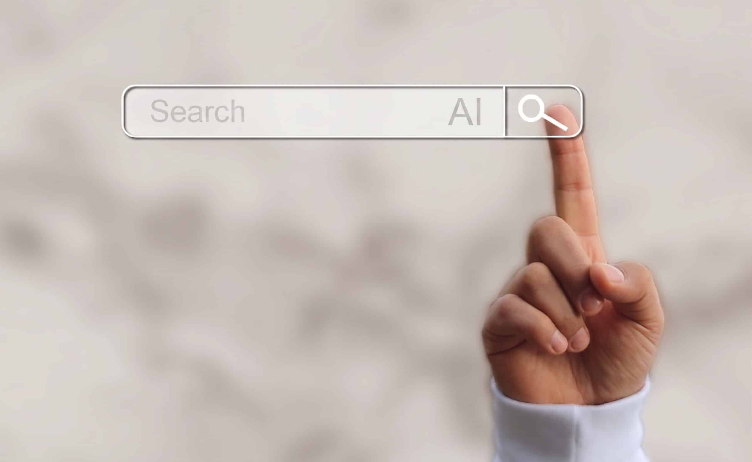 Finger pointing to AI Search bar